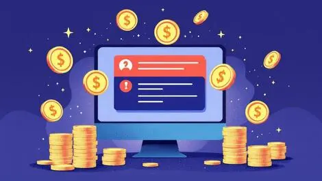 Computer screen question response interface digital coins monetization engagement