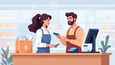 Customer large credit card purchase retail checkout payment terminal