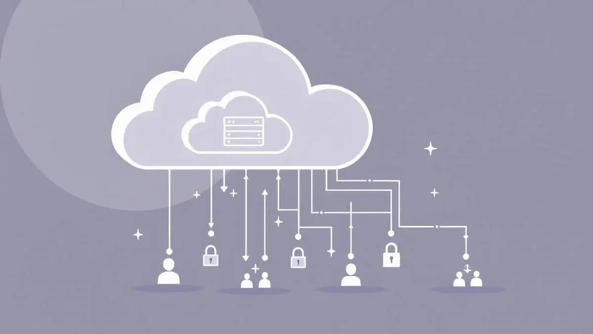 Cloud server connected to padlocks and human icons secure identity governance