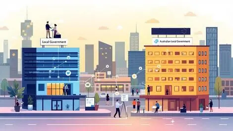 Australian local government offices digital workflow connection illustration