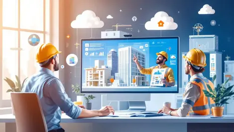 Engineers architects remote working 3d building models construction cloud
