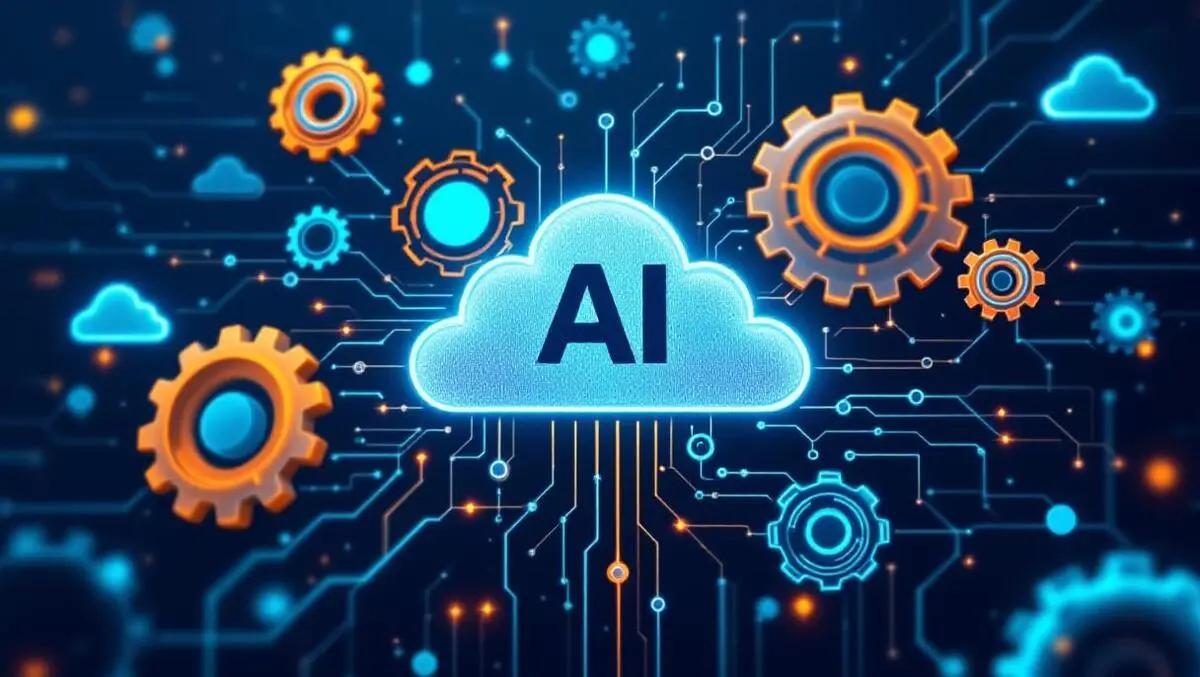 Interconnected gears circuit patterns cloud ai business automation digital workspace