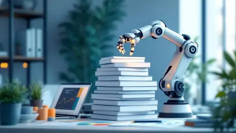 Ai powered robotic arm organizing insurance documents workflow automation