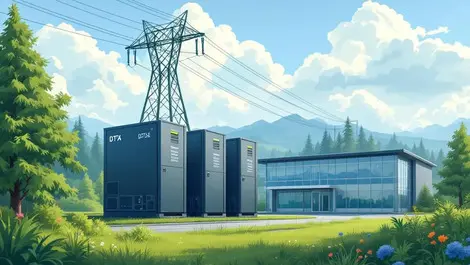 Battery energy storage system modern data center pacific northwest landscape