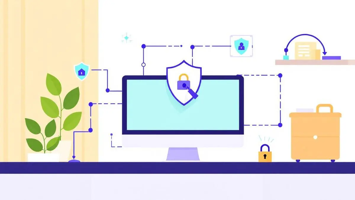 Computer shields digital network lines padlock cybersecurity digital privacy home