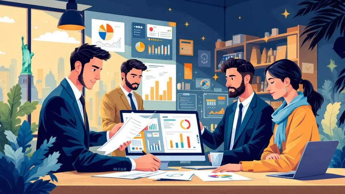 Business collaboration automated software us cityscape tech financial growth