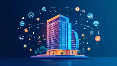 Modern office building singapore digital fintech global financial transactions