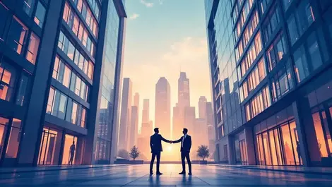 Modern office building sydney business handshake corporate expansion legal tech