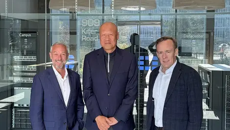 Luke clifton  group executive  macquarie telecom  ken xie  cofounder and ceo  fortinet  and aidan tudehope  managing director  macquarie government