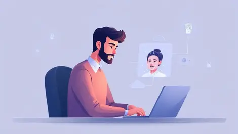 Office worker biometric login fingerprint face cloud security