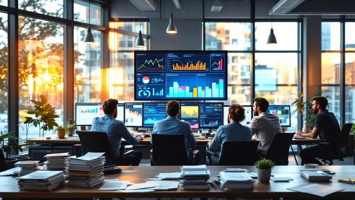 Modern finance team office dynamic dashboards charts spreadsheets