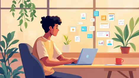 No code ai business owner laptop san francisco workspace creative