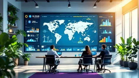 Corporate control room global energy dashboard carbon emissions