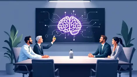 Australian gov meeting room glowing ai brain regulated adoption