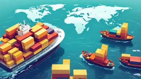 Global container shipping bidding scene falling freight costs map