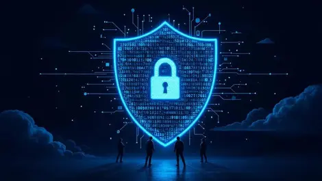 Cyber shield password characters locks repelling hackers glow