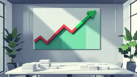 Minimalist fintech office revenue up profit down expense docs scene