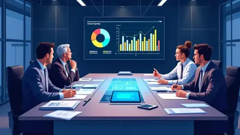 Australian boardroom reviewing event travel expense risk charts